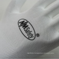 NMSAFETY 13 gauge knitted coated white pu protective working gloves